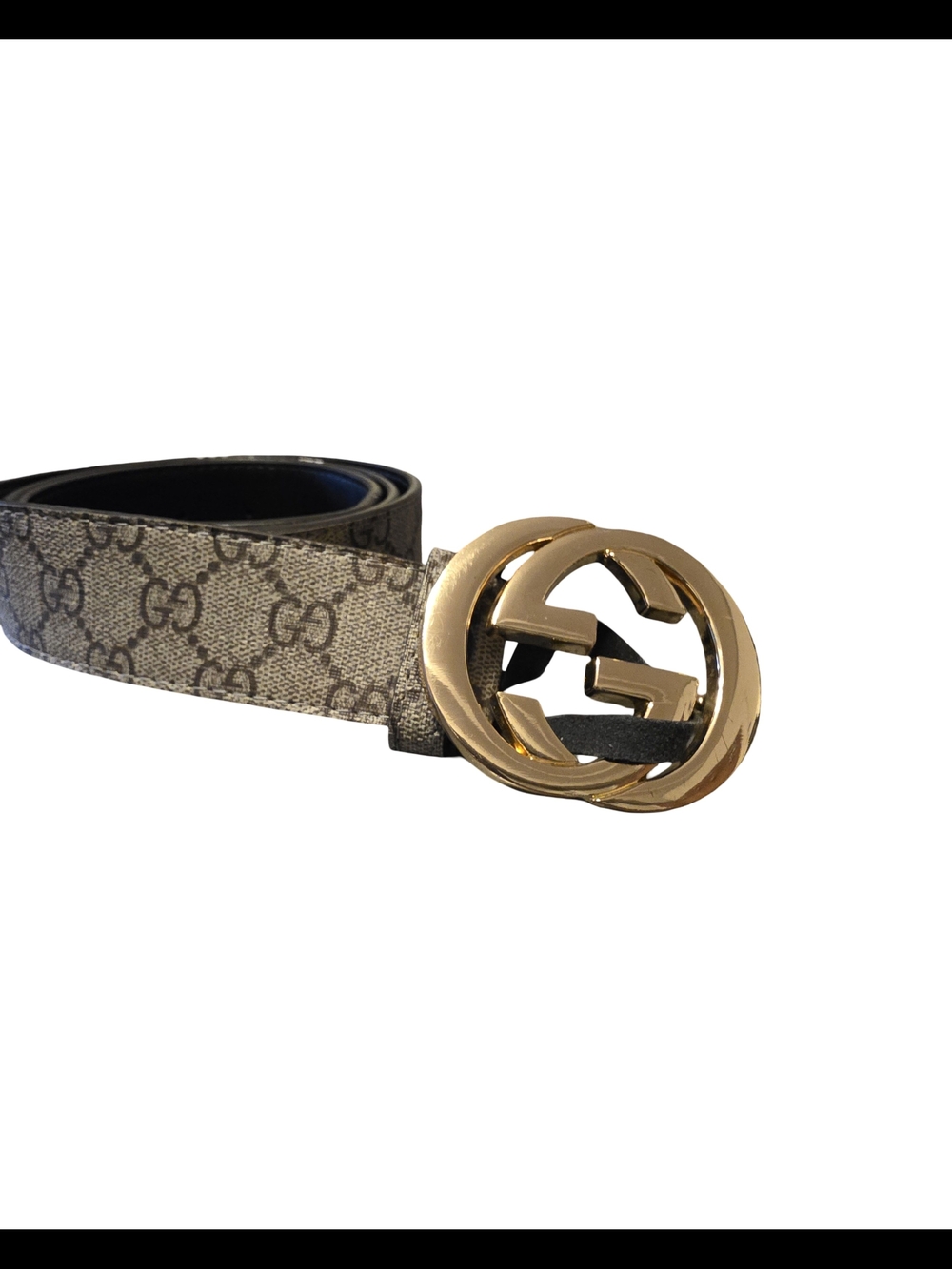 Gucci Brown GG Monogram Belt with Gold Double G Buckle